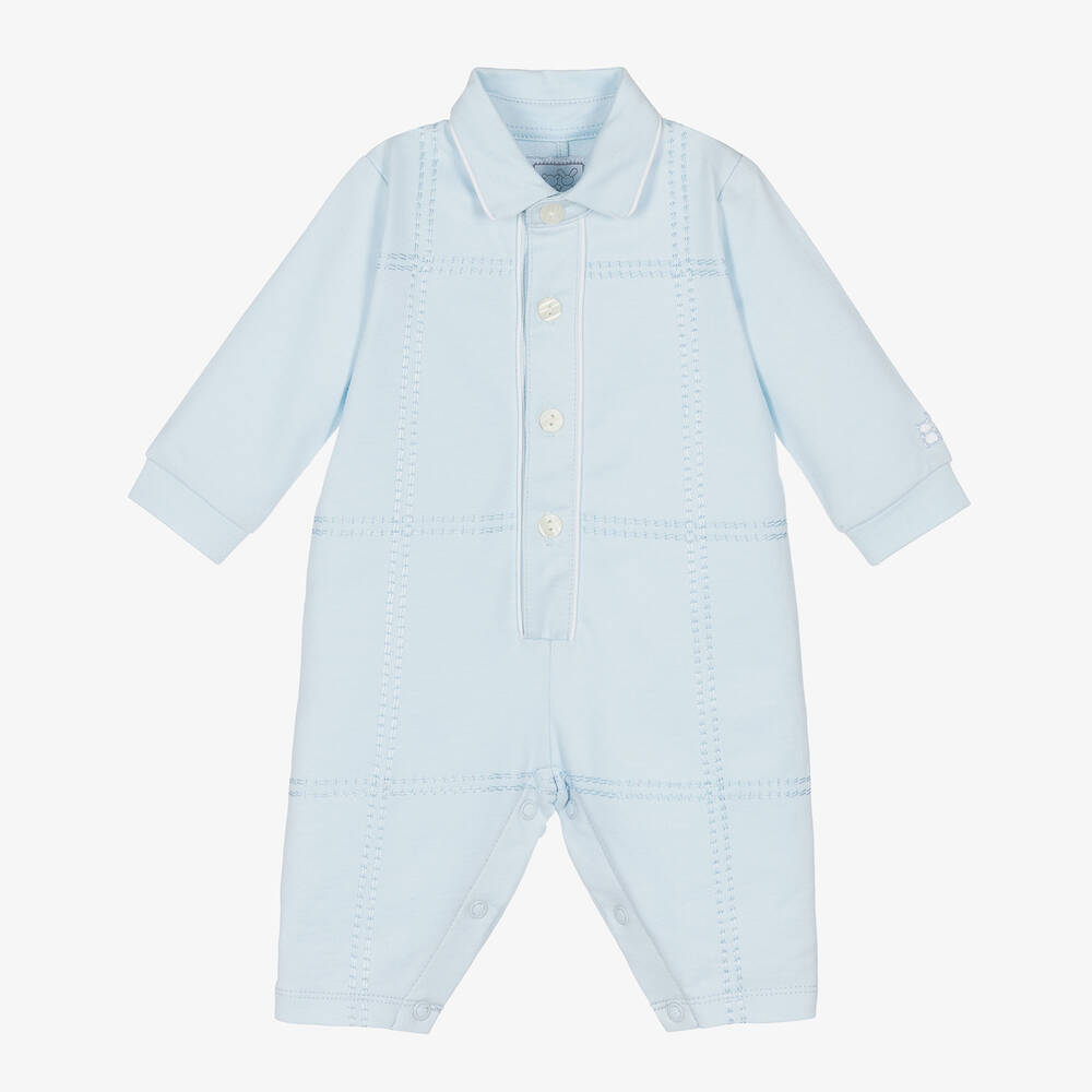 Emile et Rose-Baby Boys Blue Cotton Romper | Childrensalon Outlet