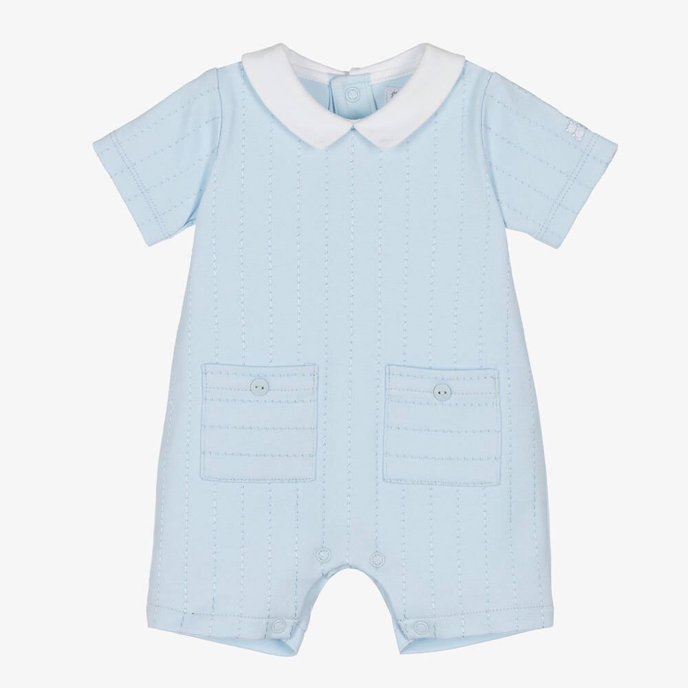 Emile et Rose-Baby Boys Blue Embroidered Cotton Shortie | Childrensalon Outlet