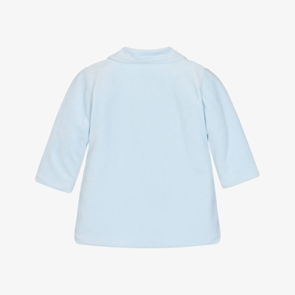 Emile et Rose-Baby Boys Blue Velour Double Breasted Coat | Childrensalon Outlet