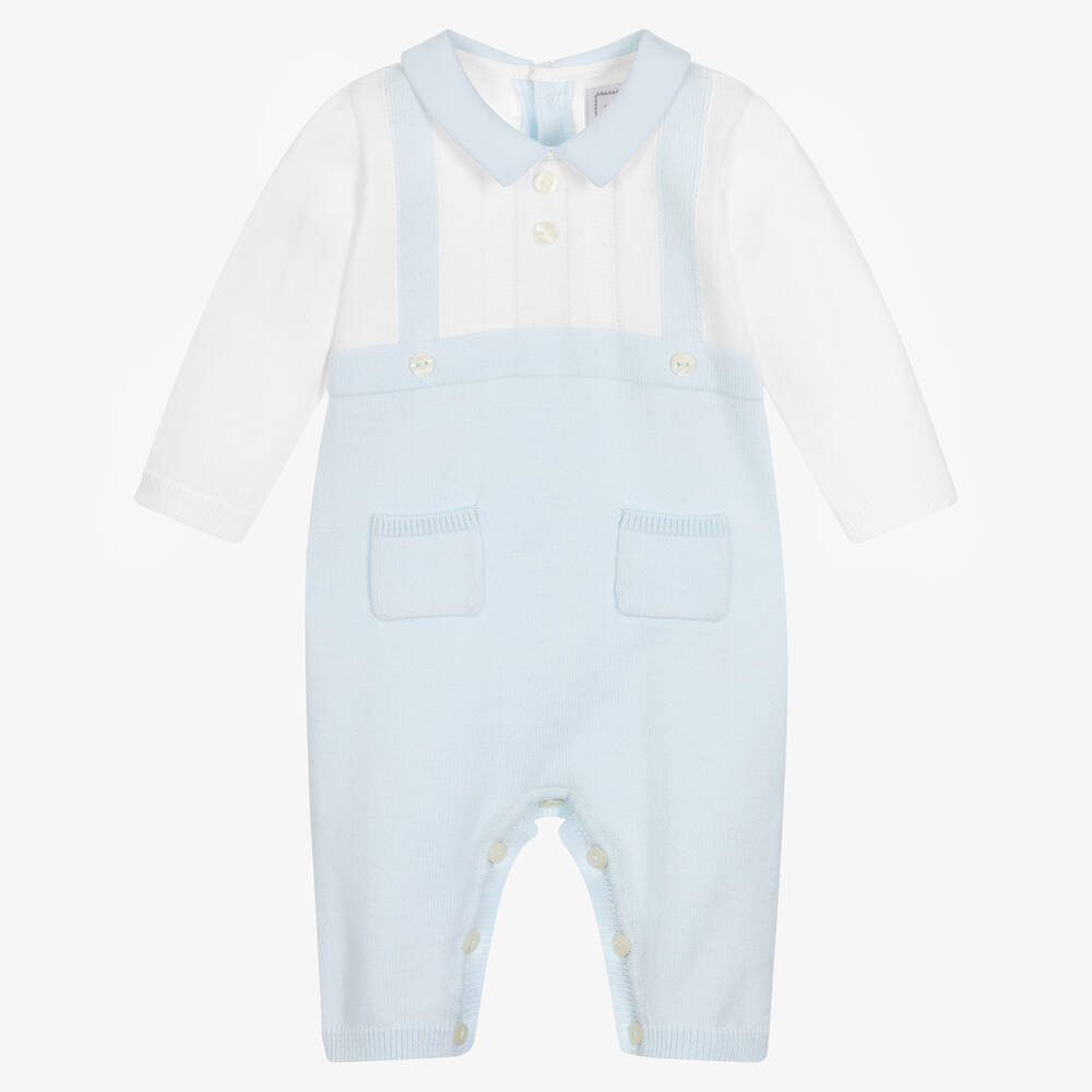 Emile et Rose - Baby Boys Blue & White Romper | Childrensalon