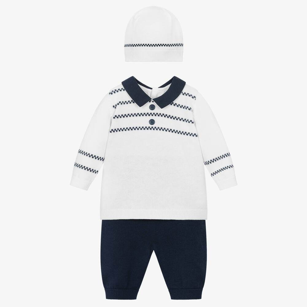 Emile et Rose-Baby Boys Blue & White Trouser Set | Childrensalon Outlet