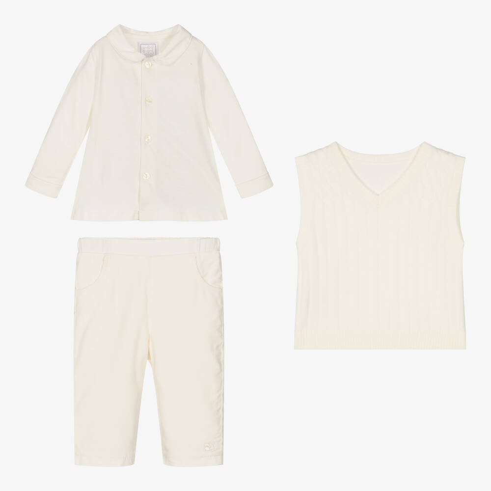 Emile et Rose-Baby Boys Ivory Trouser Set | Childrensalon Outlet