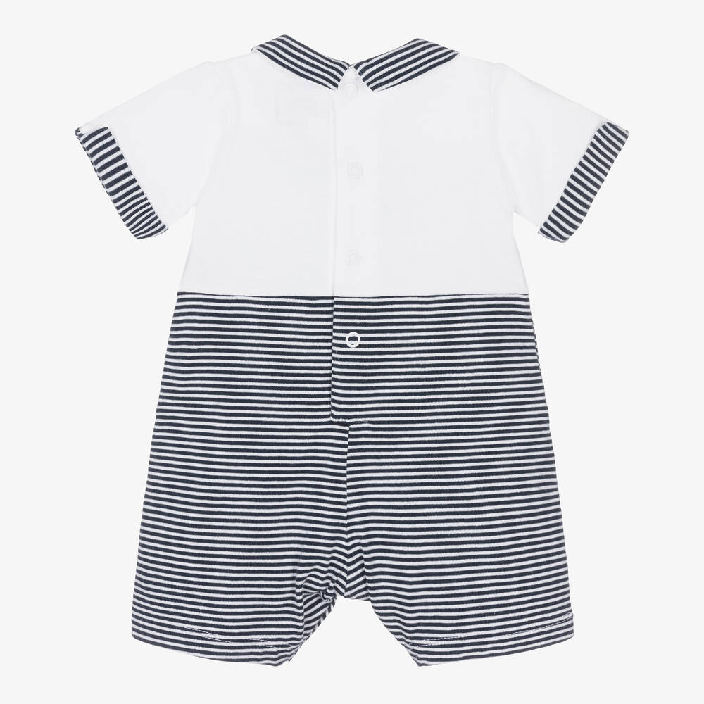 Emile et Rose-Baby Boys Navy Blue Stripe Cotton Shortie | Childrensalon Outlet