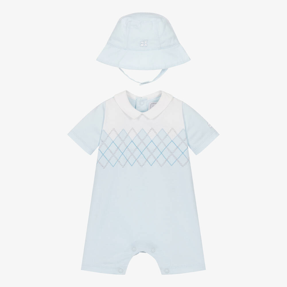 Emile et Rose - Baby Boys Pale Blue Cotton Shortie Set | Childrensalon