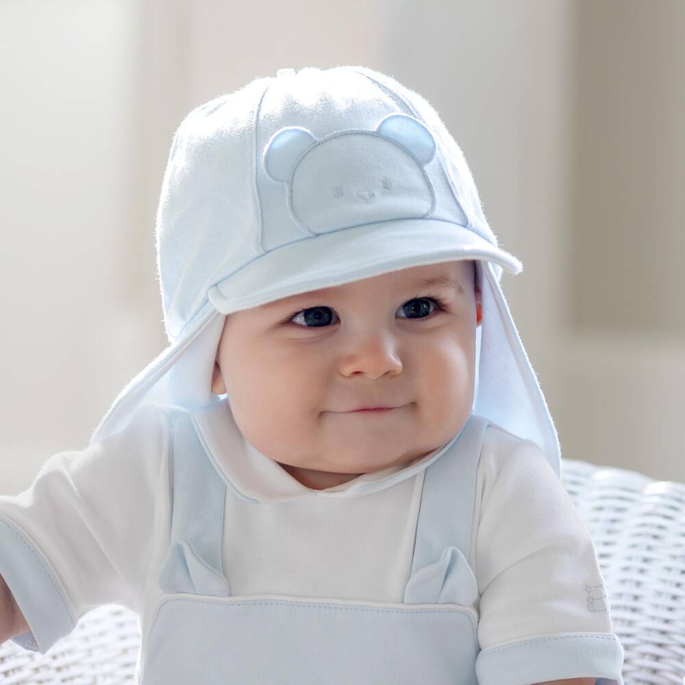 Emile et Rose-Baby Boys Pale Blue Cotton Sun Hat | Childrensalon Outlet