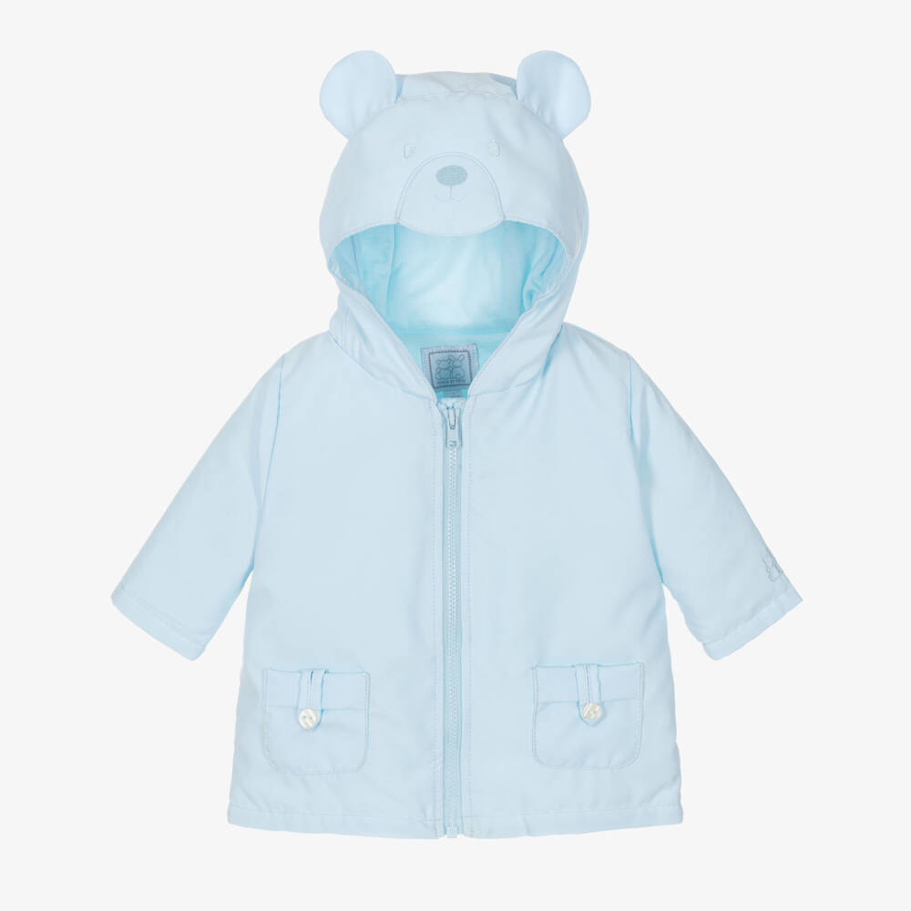 Emile et Rose-Baby Boys Pale Blue Teddy Hood Coat | Childrensalon Outlet