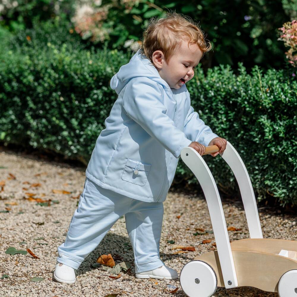 Emile et Rose-Baby Boys Pale Blue Teddy Hood Coat | Childrensalon Outlet