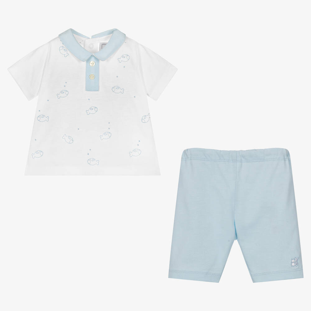 Emile et Rose-Бело-голубой комплект с шортами из хлопка | Childrensalon Outlet