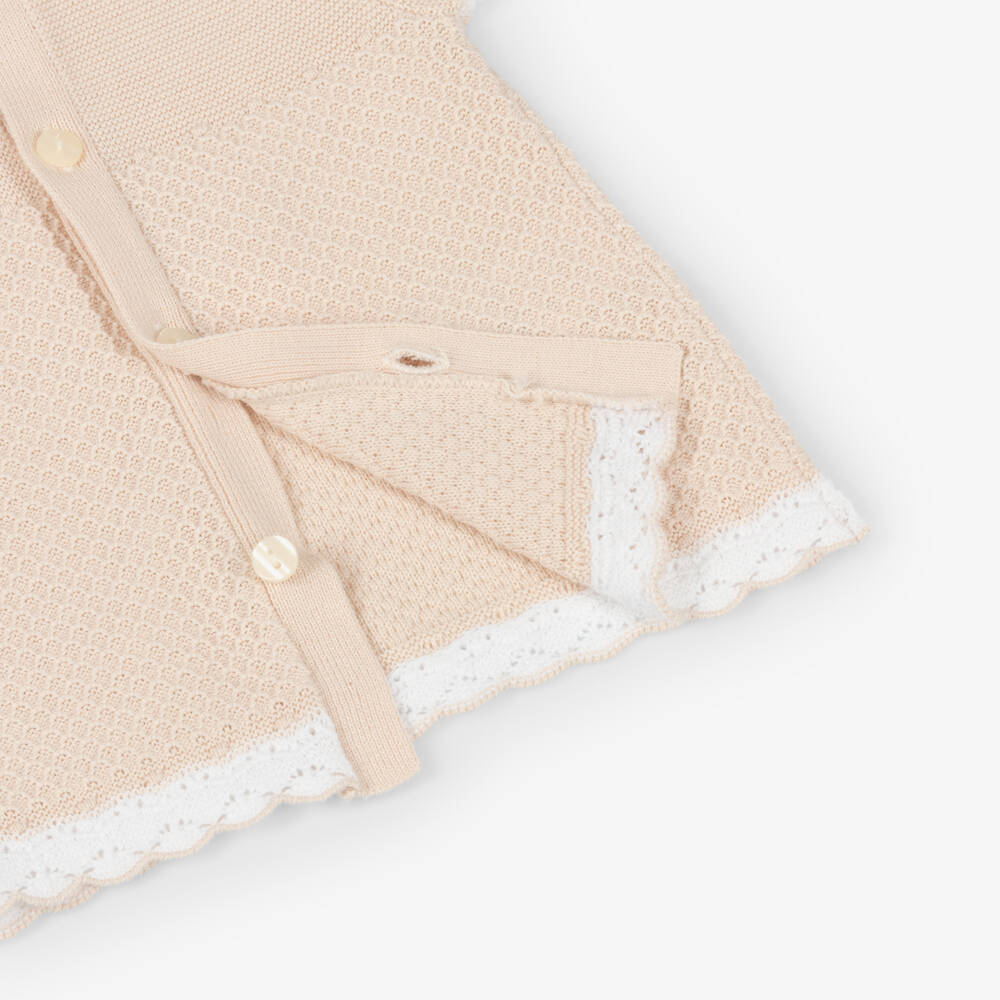 Emile et Rose-Baby Girls Beige Cotton-Knit Shorts Set | Childrensalon Outlet