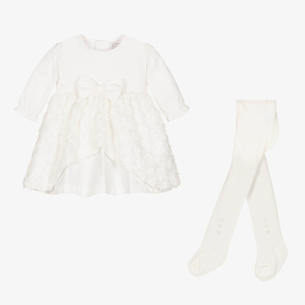 Emile et Rose-Кремовое хлопковое платье и колготки | Childrensalon Outlet