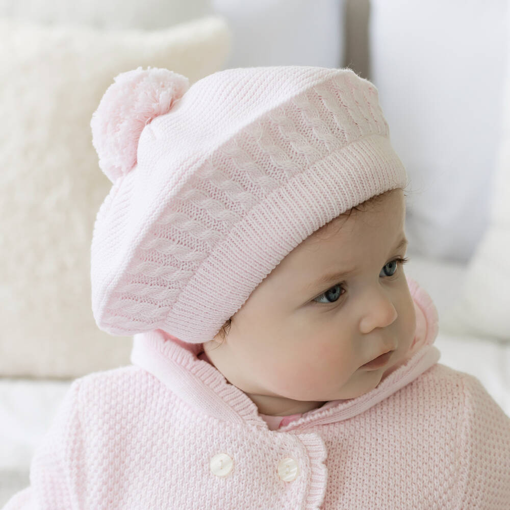 Emile et Rose-Baby Girls Pale Pink Cotton Beret | Childrensalon Outlet