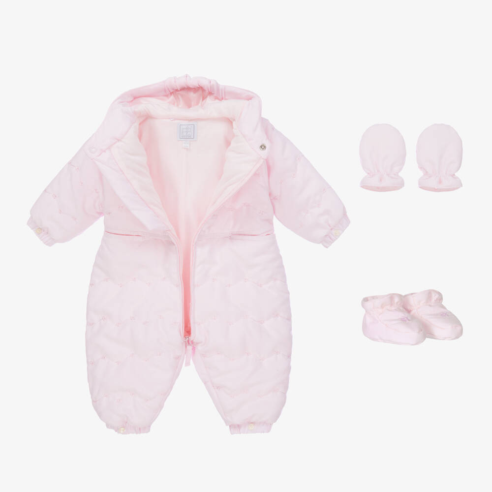 Emile et Rose-Baby Girls Pale Pink Snowsuit | Childrensalon Outlet