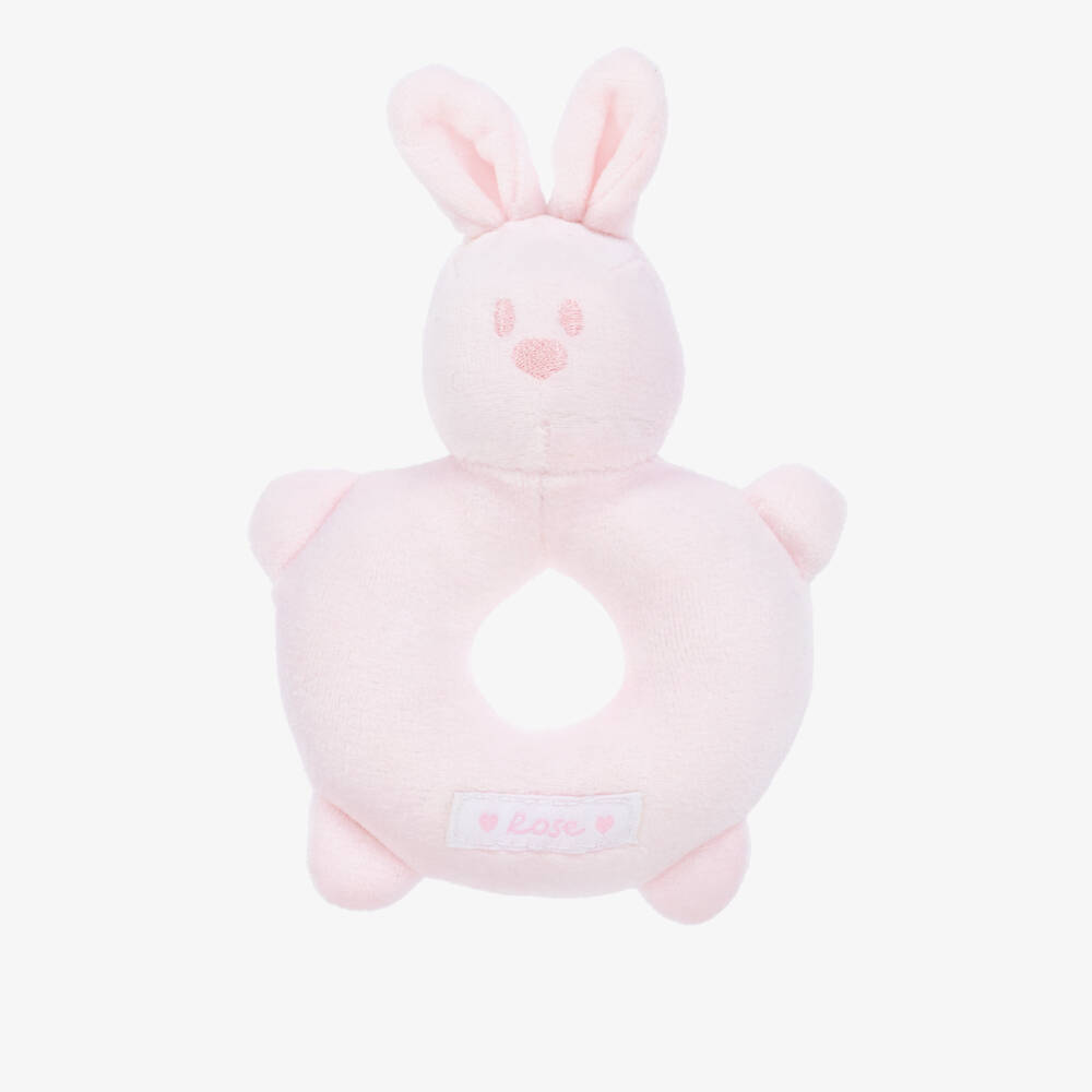 Emile et Rose-Baby Girls Pink Bunny Rattle Toy (14cm) | Childrensalon Outlet