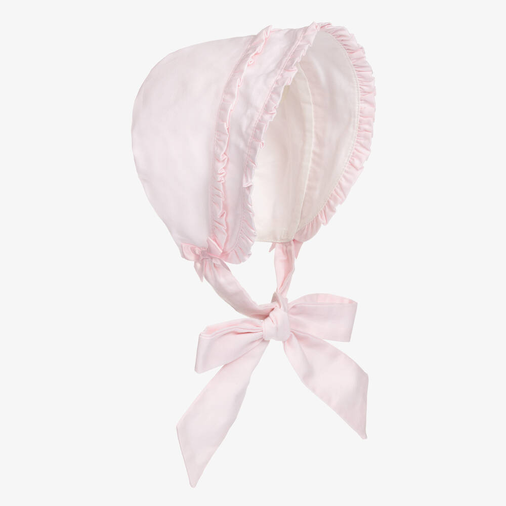 Emile et Rose - Baby Girls Pink Cotton Bonnet  | Childrensalon