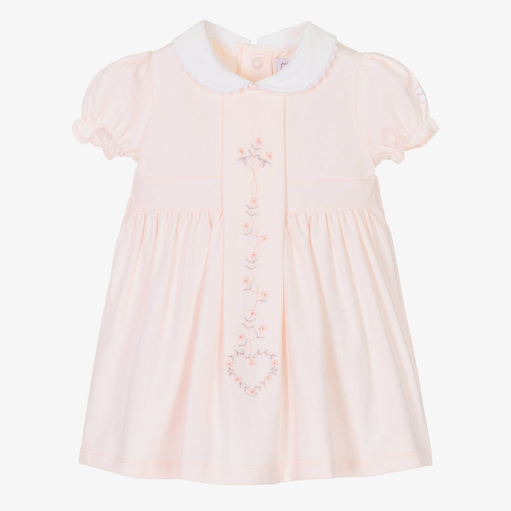 Emile et Rose-Baby Girls Pink Cotton Embroidered Dress | Childrensalon Outlet