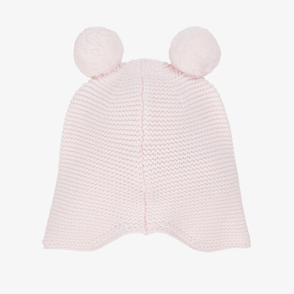 Emile et Rose-Baby Girls Pink Cotton Knit Pom-Pom Hat | Childrensalon Outlet