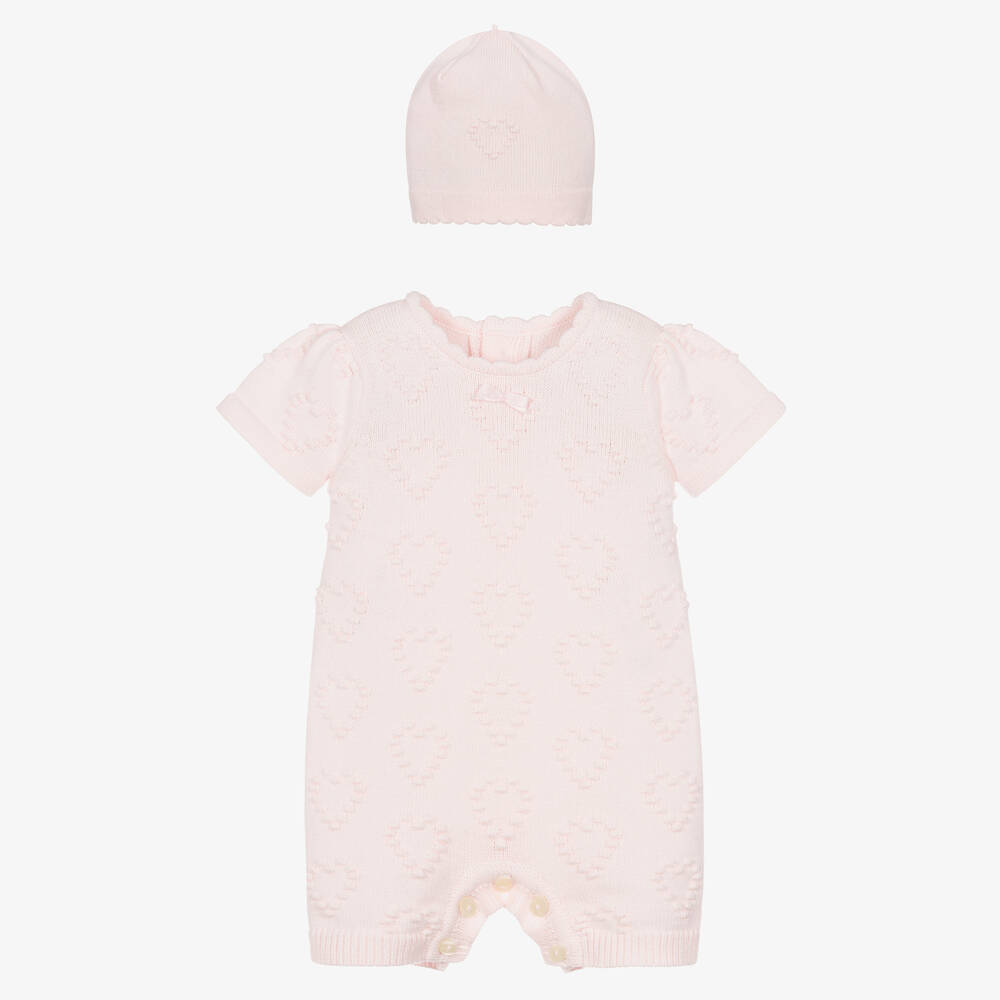 Emile et Rose - Baby Girls Pink Cotton Knit Shortie Set | Childrensalon