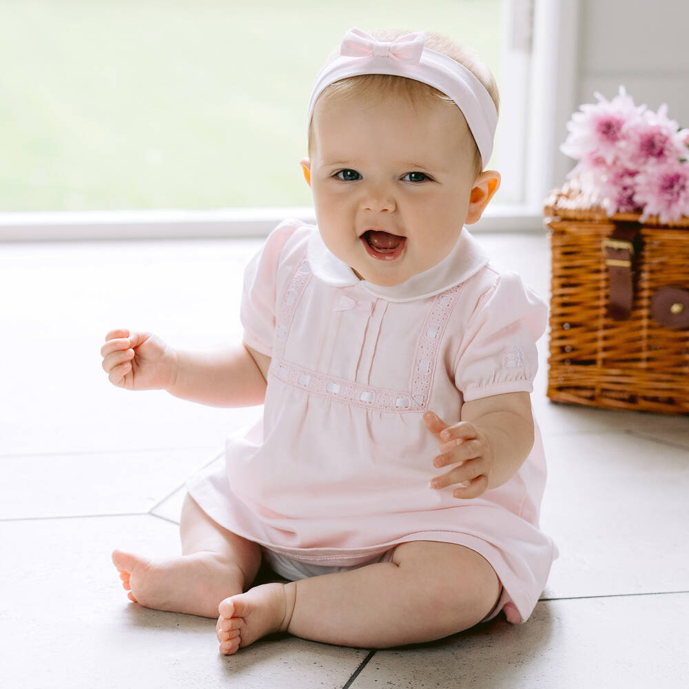 Emile et Rose-Baby Girls Pink Cotton Shortie Set | Childrensalon Outlet