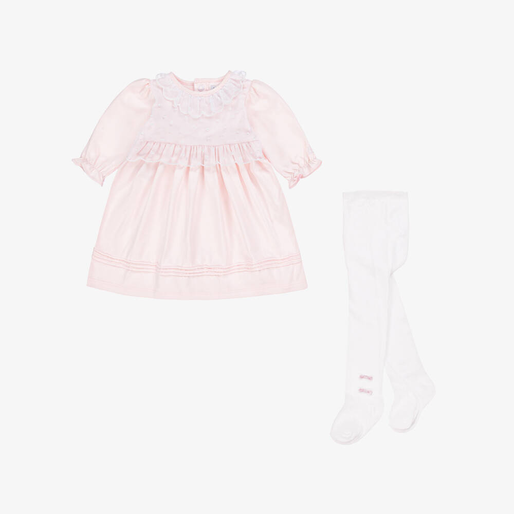 Emile et Rose-Baby Girls Pink Cotton & Tulle Dress Set | Childrensalon Outlet