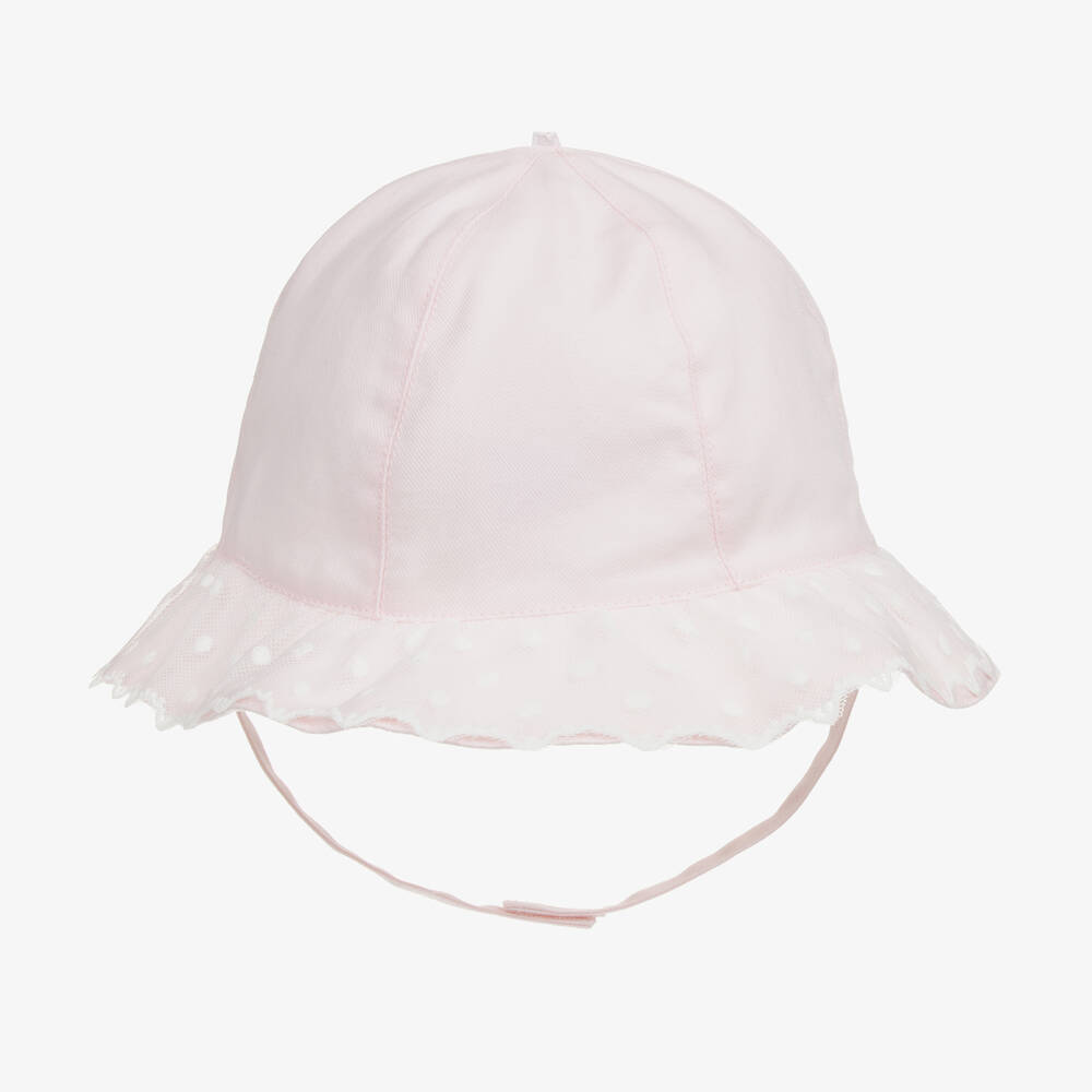 Emile et Rose-Baby Girls Pink Cotton & Tulle Sun Hat | Childrensalon Outlet