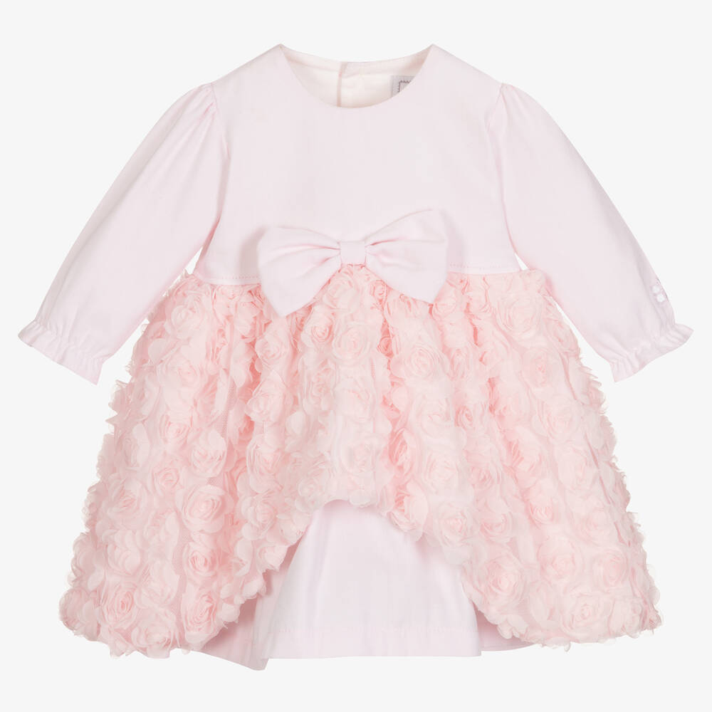 Emile et Rose - طقم فستان قطن لون زهري للمولودات | Childrensalon