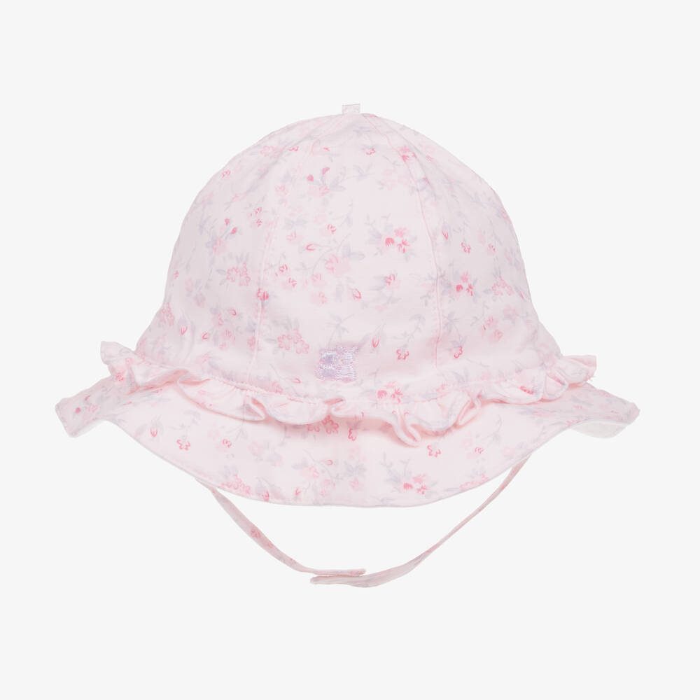 Emile et Rose-Baby Girls Pink Floral Cotton Sun Hat | Childrensalon Outlet
