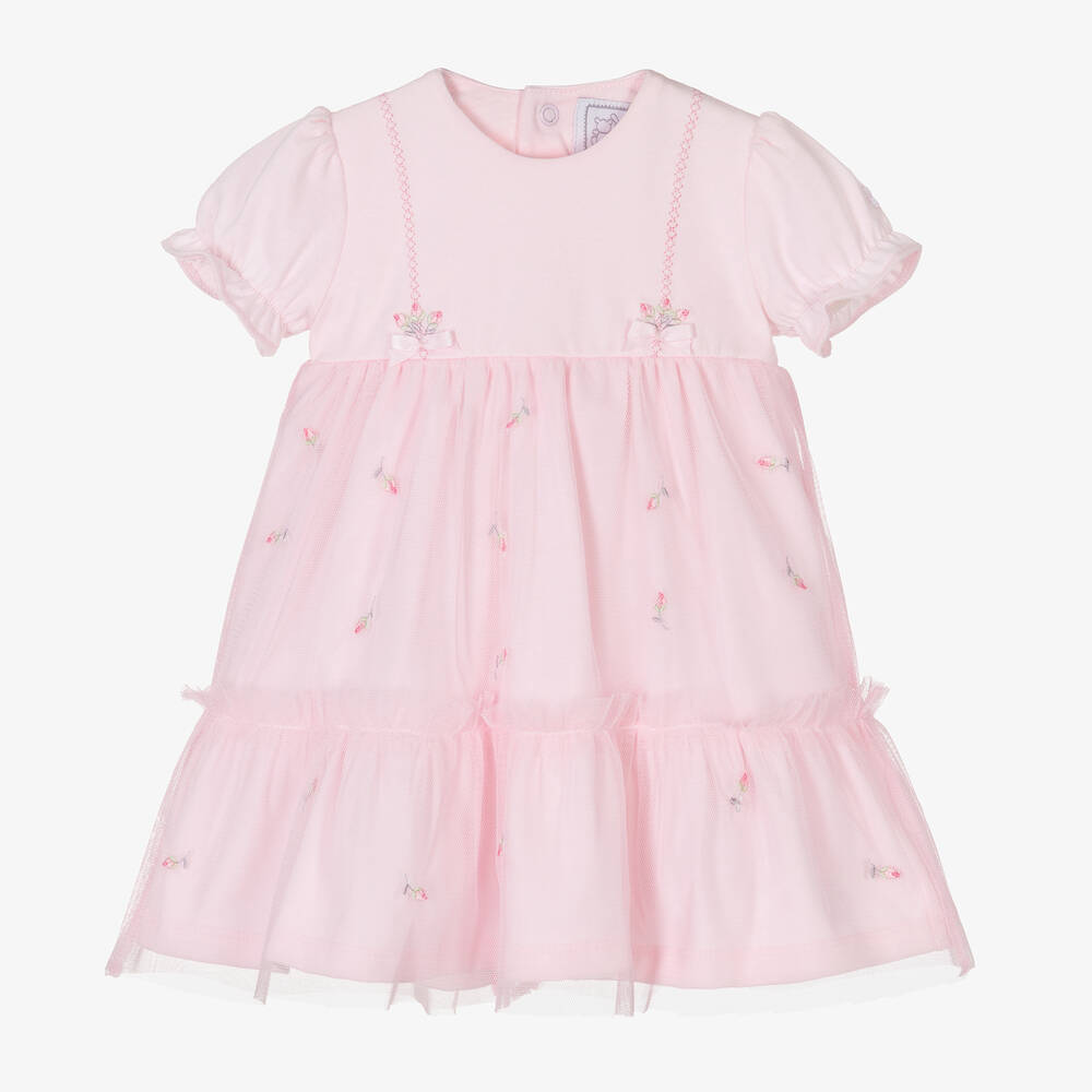 Emile et Rose-Baby Girls Pink Floral Embroidered Dress | Childrensalon Outlet