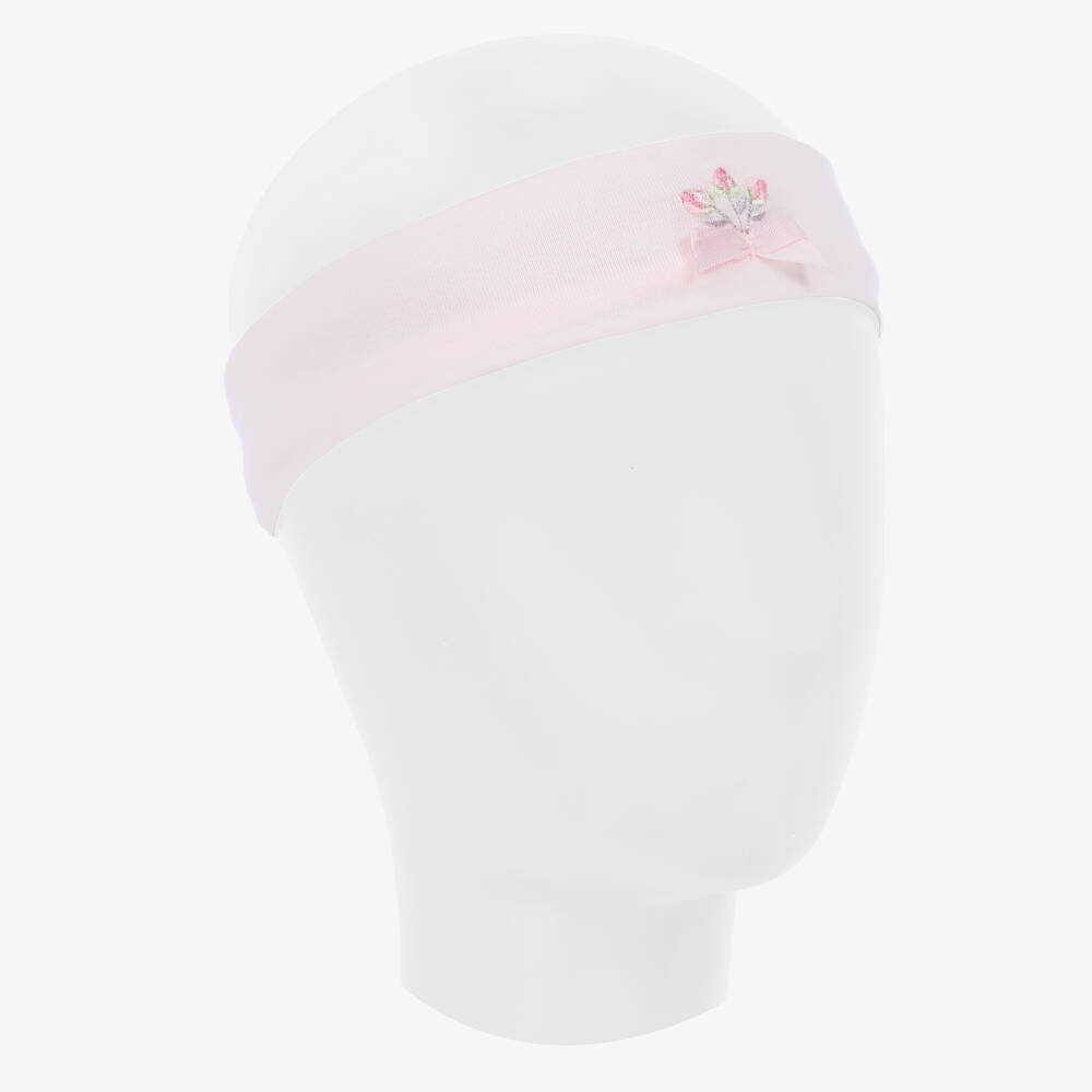 إيميل إي روز-طوق للرأس قطن جيرسي لون زهري بطبعة ورود | Childrensalon Outlet