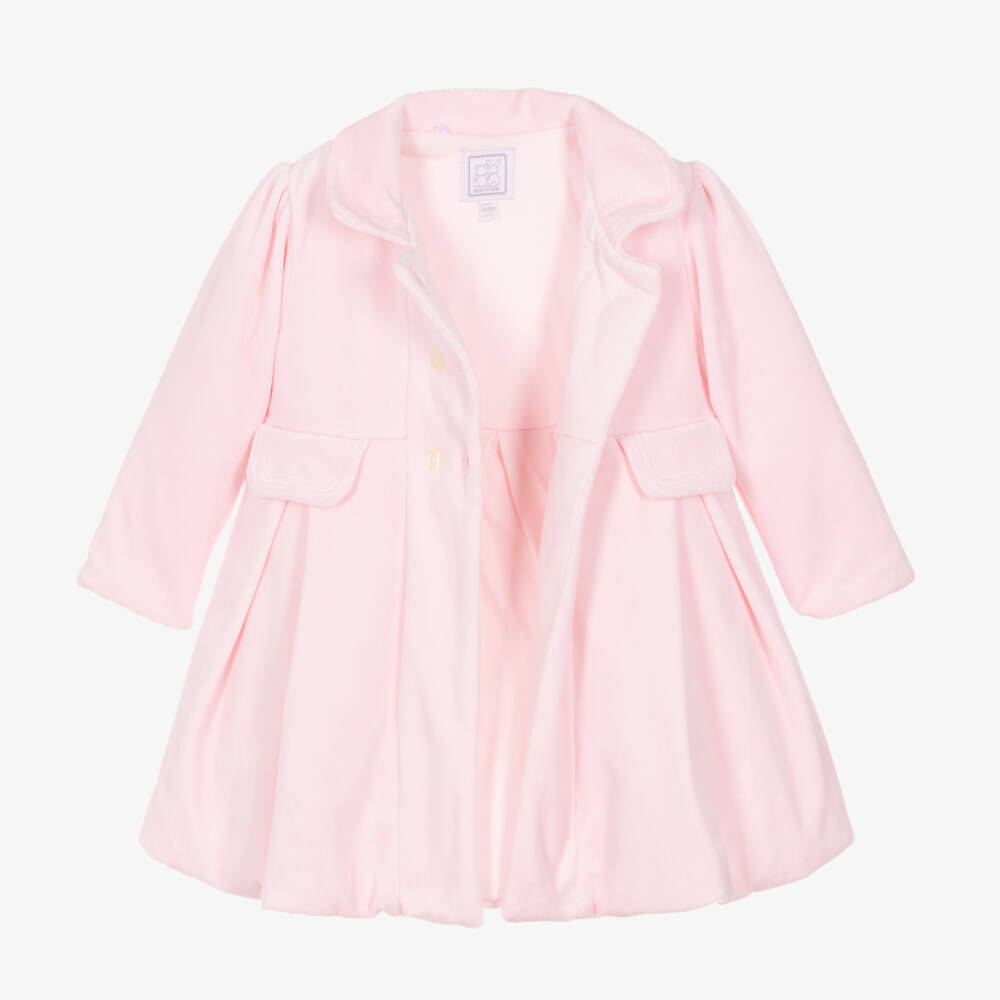 Emile et Rose-Baby Girls Pink Velour Coat & Hat Set | Childrensalon Outlet