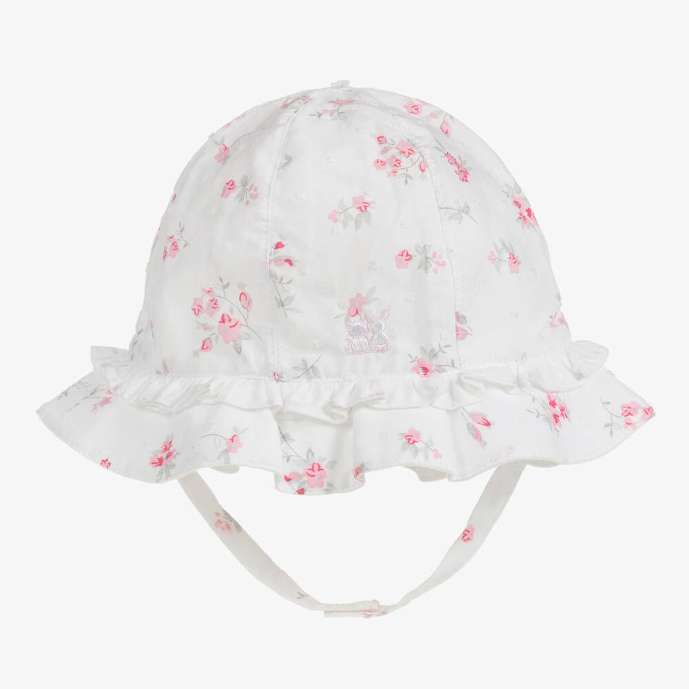 Emile et Rose - Baby Girls White Cotton Hat | Childrensalon