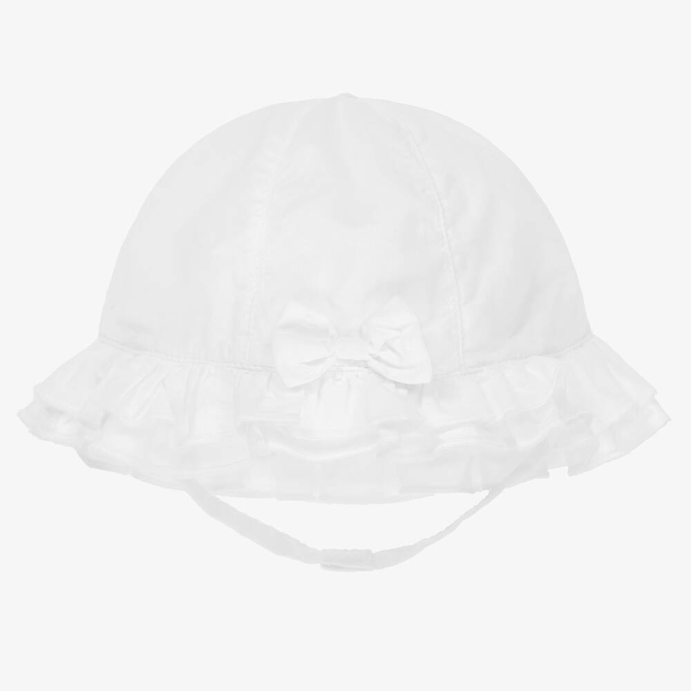 Emile et Rose - قبعة للشمس قطن لون أبيض للمولودات | Childrensalon
