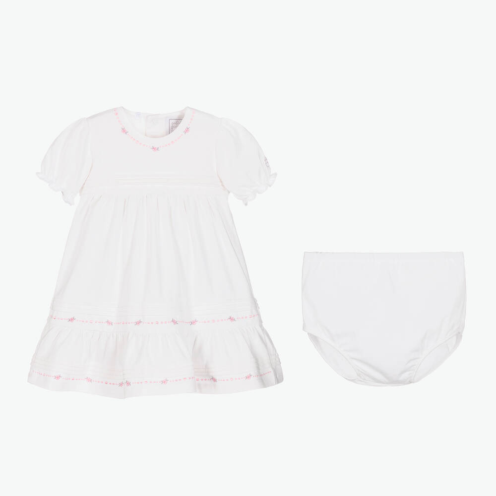 Emile et Rose-Белое платье с вышивкой для малышек | Childrensalon Outlet
