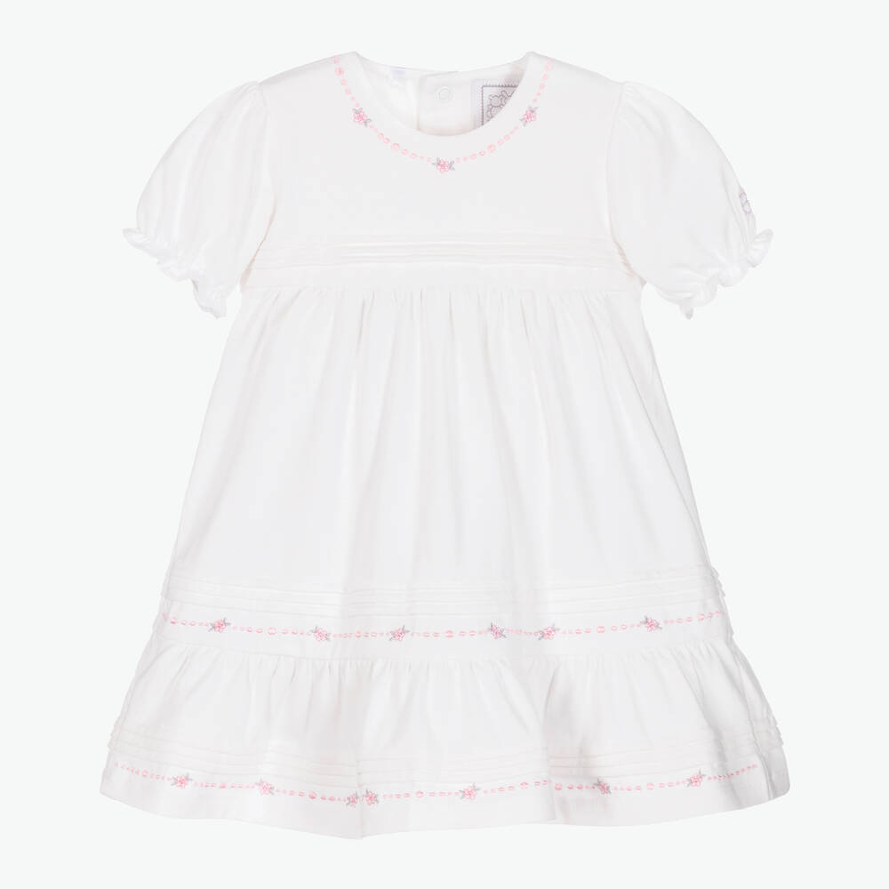 Emile et Rose - Baby Girls White Embroidered Dress | Childrensalon