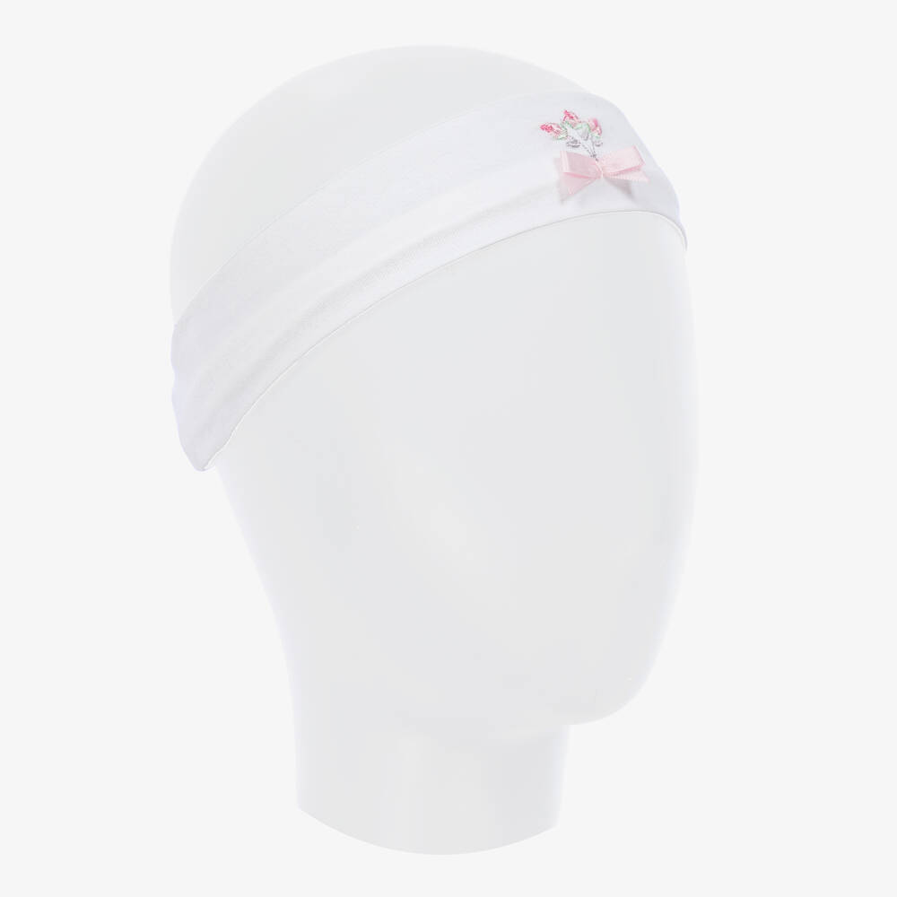 إيميل إي روز-طوق للرأس قطن جيرسي لون أبيض للمولودات | Childrensalon Outlet