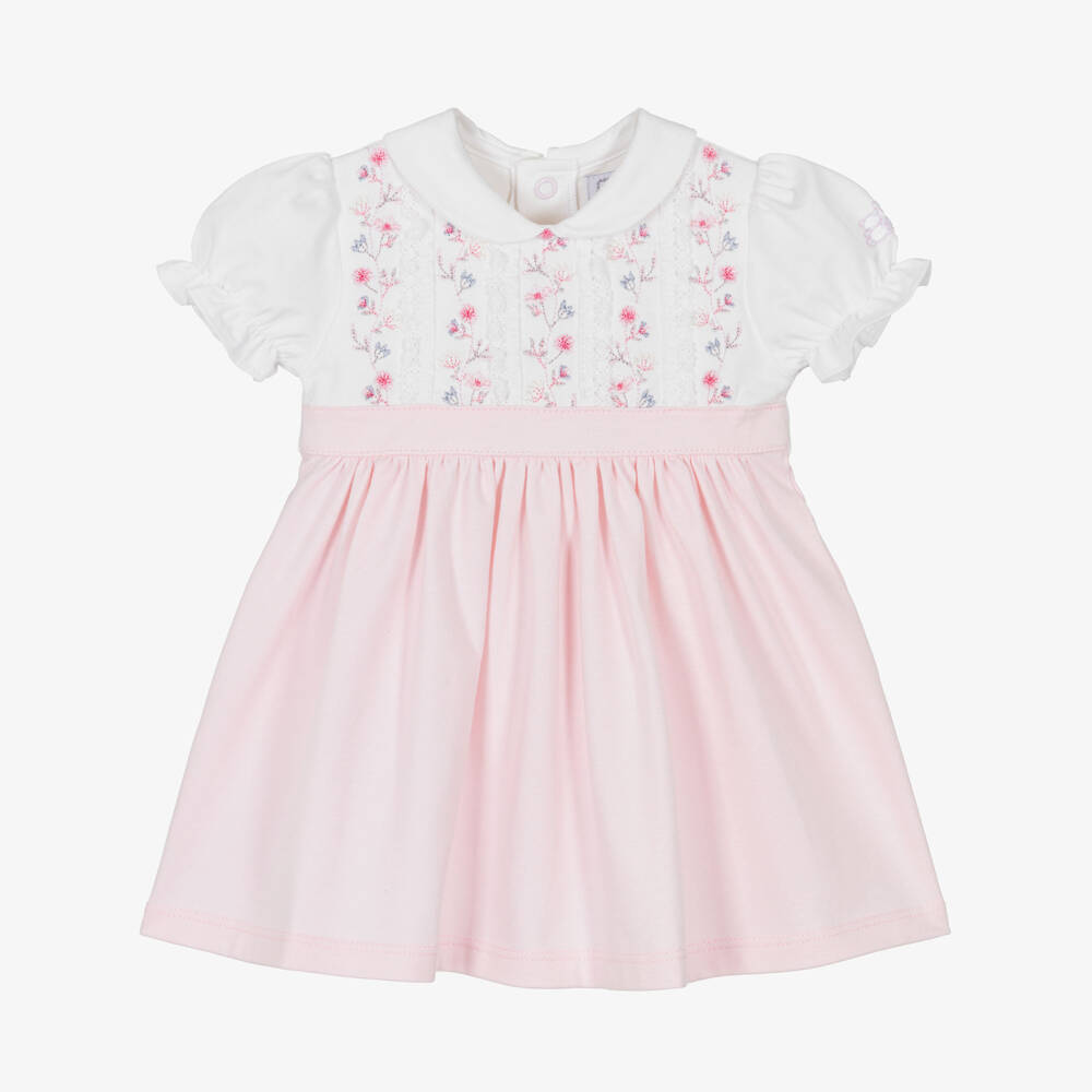 Emile et Rose-Белое и розовое платье с вышивкой цветов для малышей | Childrensalon Outlet