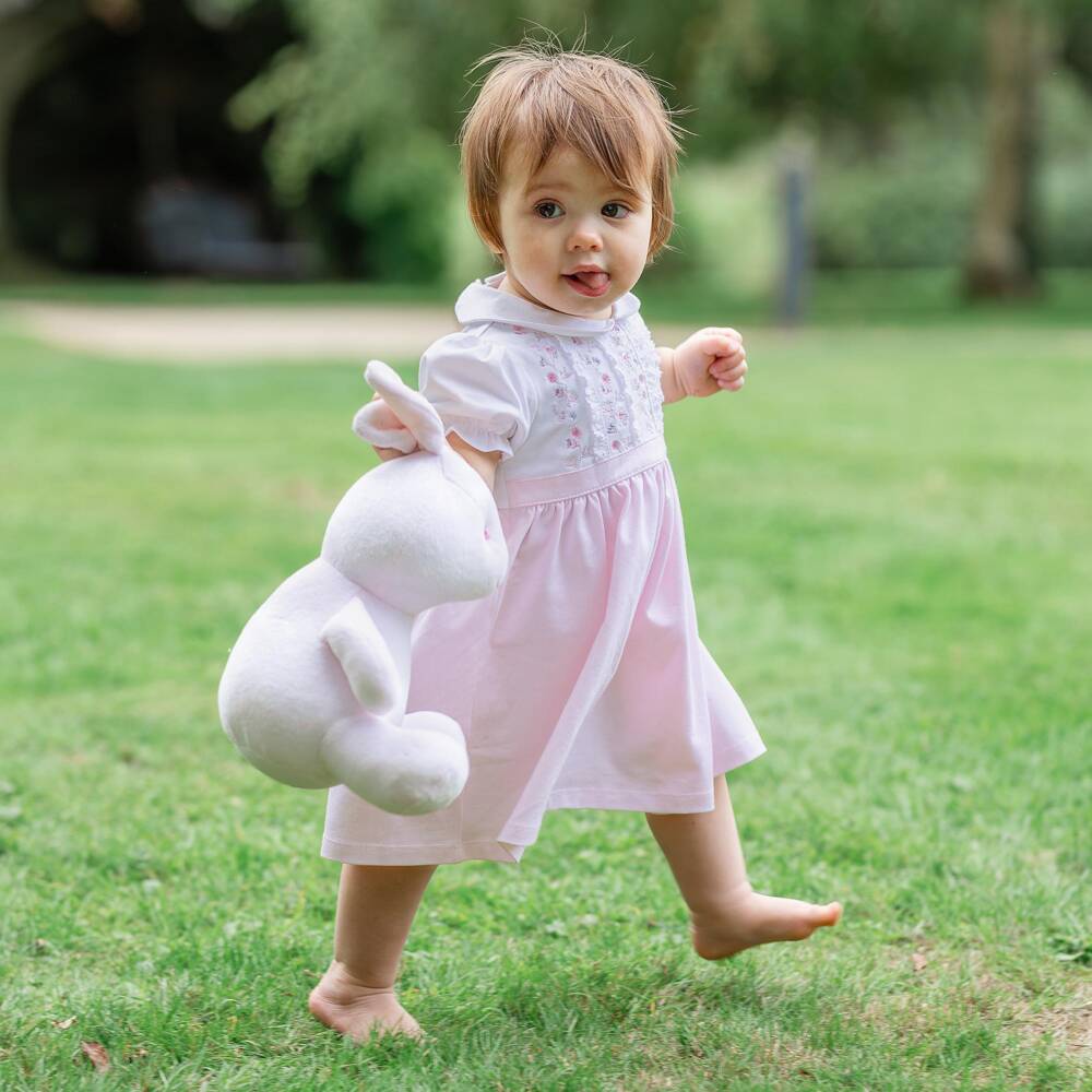Emile et Rose-Белое и розовое платье с вышивкой цветов для малышей | Childrensalon Outlet