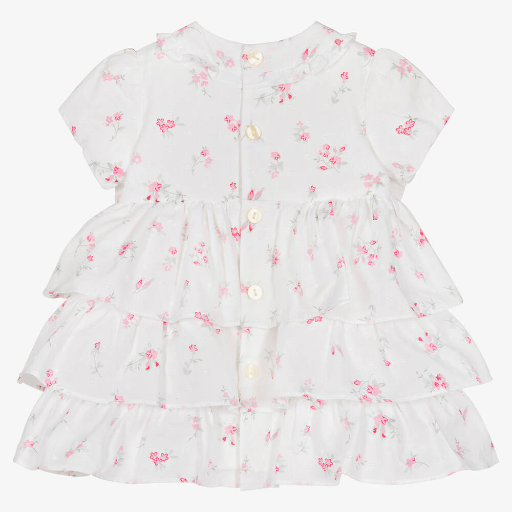 Emile et Rose-Baby Girls White Plumeti Cotton Dress | Childrensalon Outlet