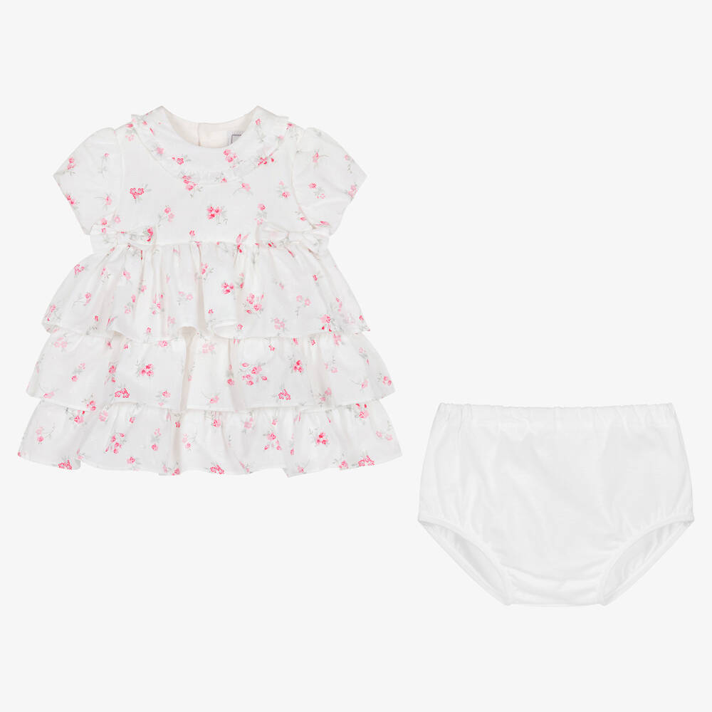 Emile et Rose-Baby Girls White Plumeti Cotton Dress | Childrensalon Outlet