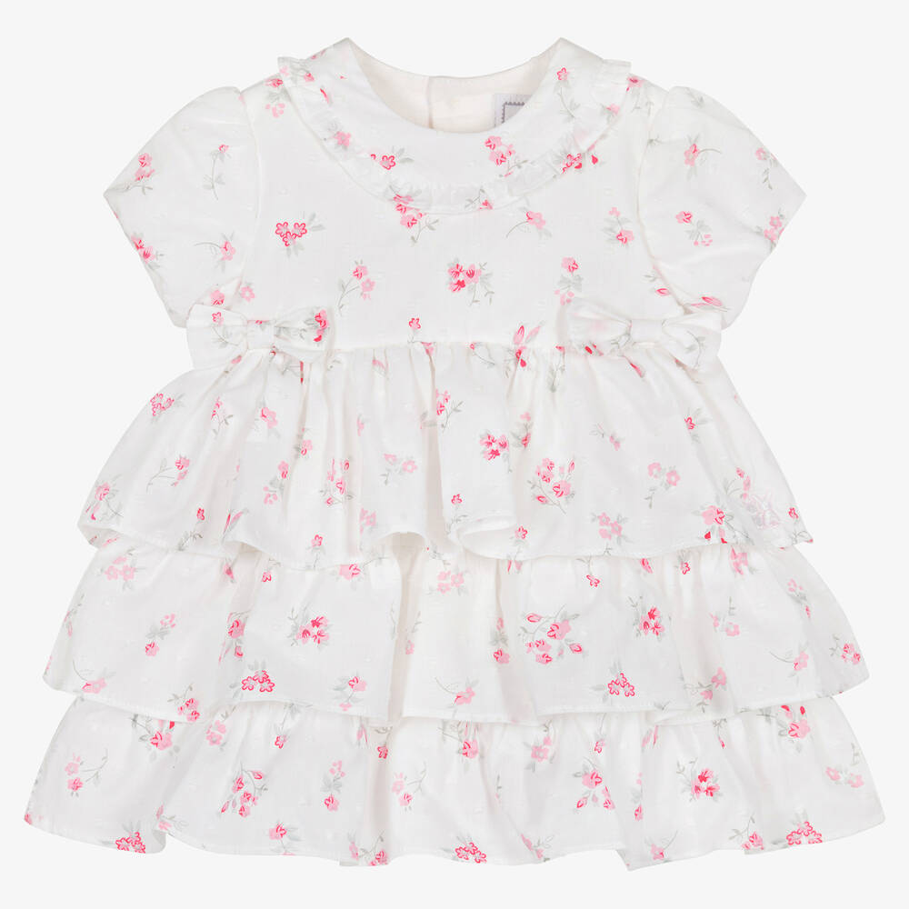 Emile et Rose - Weißes Plumetis-Baby-Baumwollkleid | Childrensalon