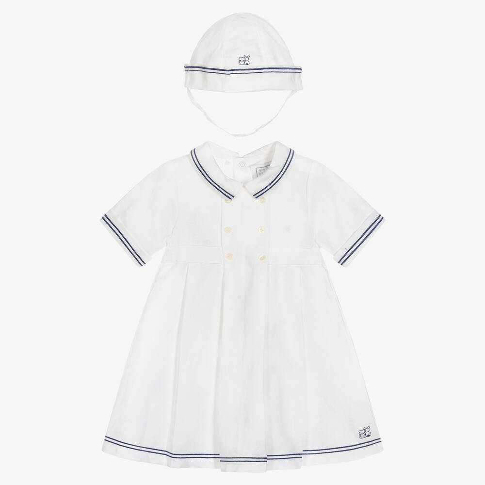 Emile et Rose - Baby Girls White Sailor Dress Set  | Childrensalon