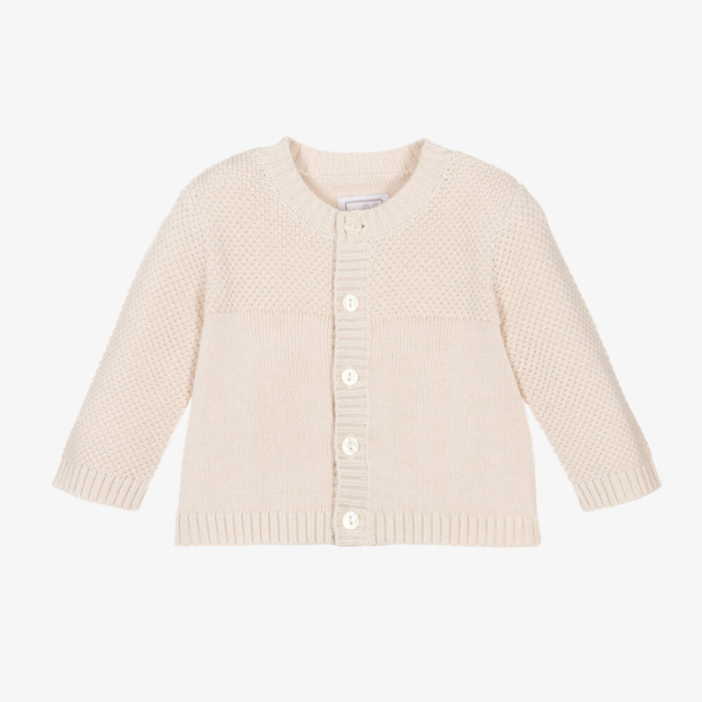 Emile et Rose-كارديغان محبوك من القطن البيج الناعم | Childrensalon Outlet