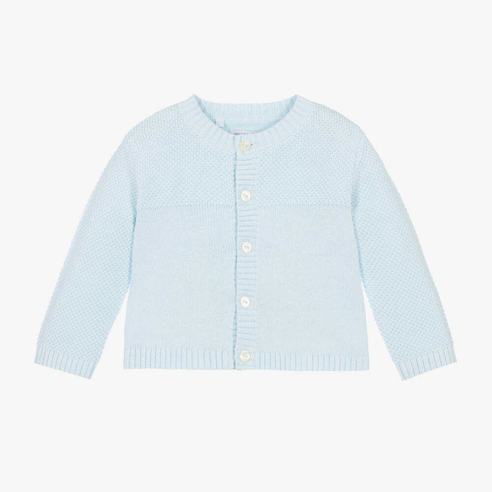 Emile et Rose - Blue Cotton Knit Baby Cardigan | Childrensalon