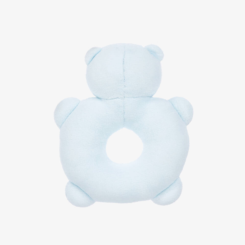 Emile et Rose-Blue Plush Bear Rattle Toy (14cm) | Childrensalon Outlet