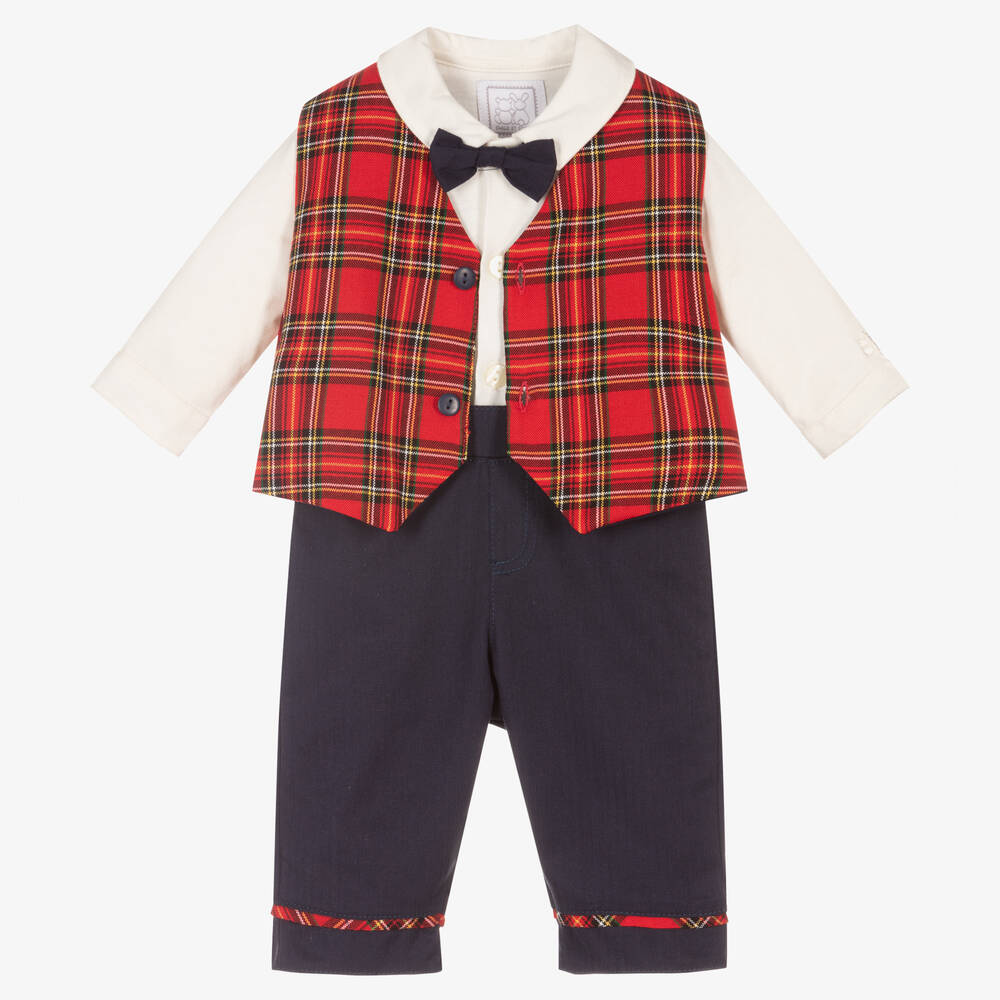 Emile et Rose - Ensemble pantalon bleu, rouge et ivoire | Childrensalon