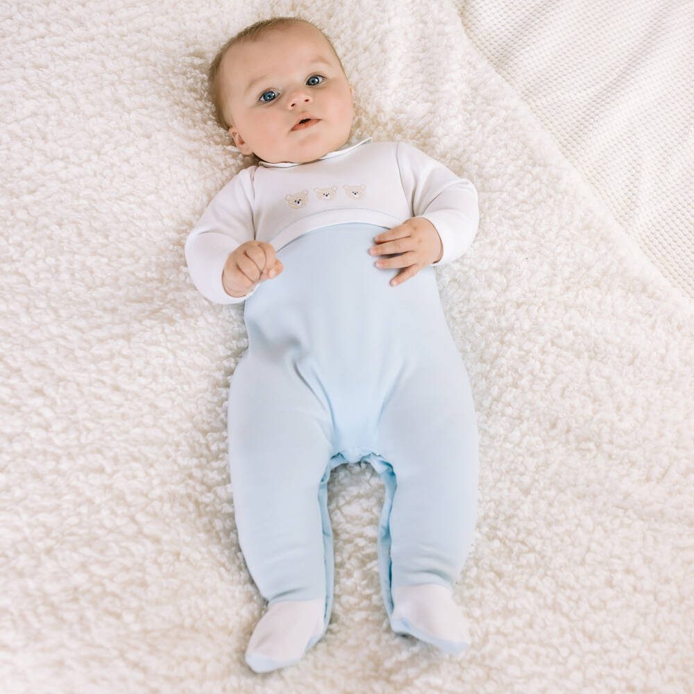 Emile et Rose-Blue Teddy Boy's Cotton Layette | Childrensalon Outlet