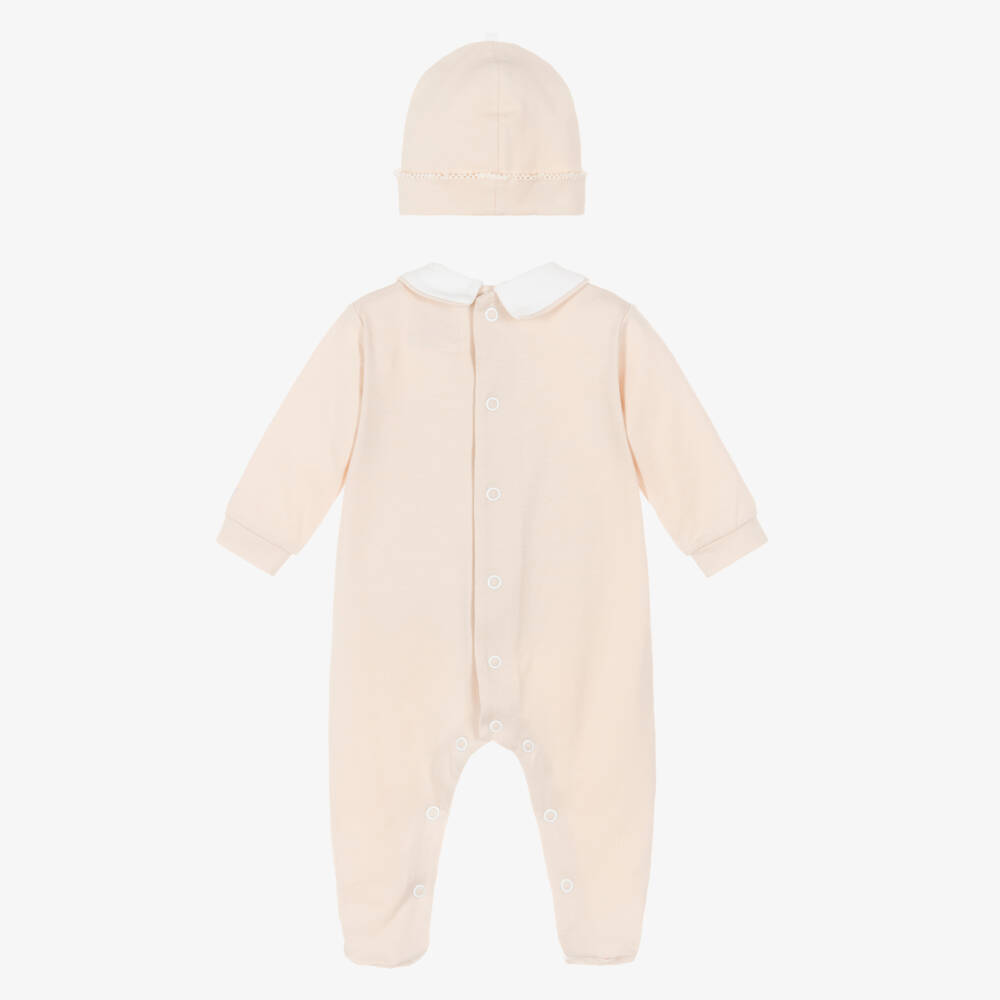 Emile et Rose-Boys Beige Cotton Teddy Babygrow & Hat Set | Childrensalon Outlet