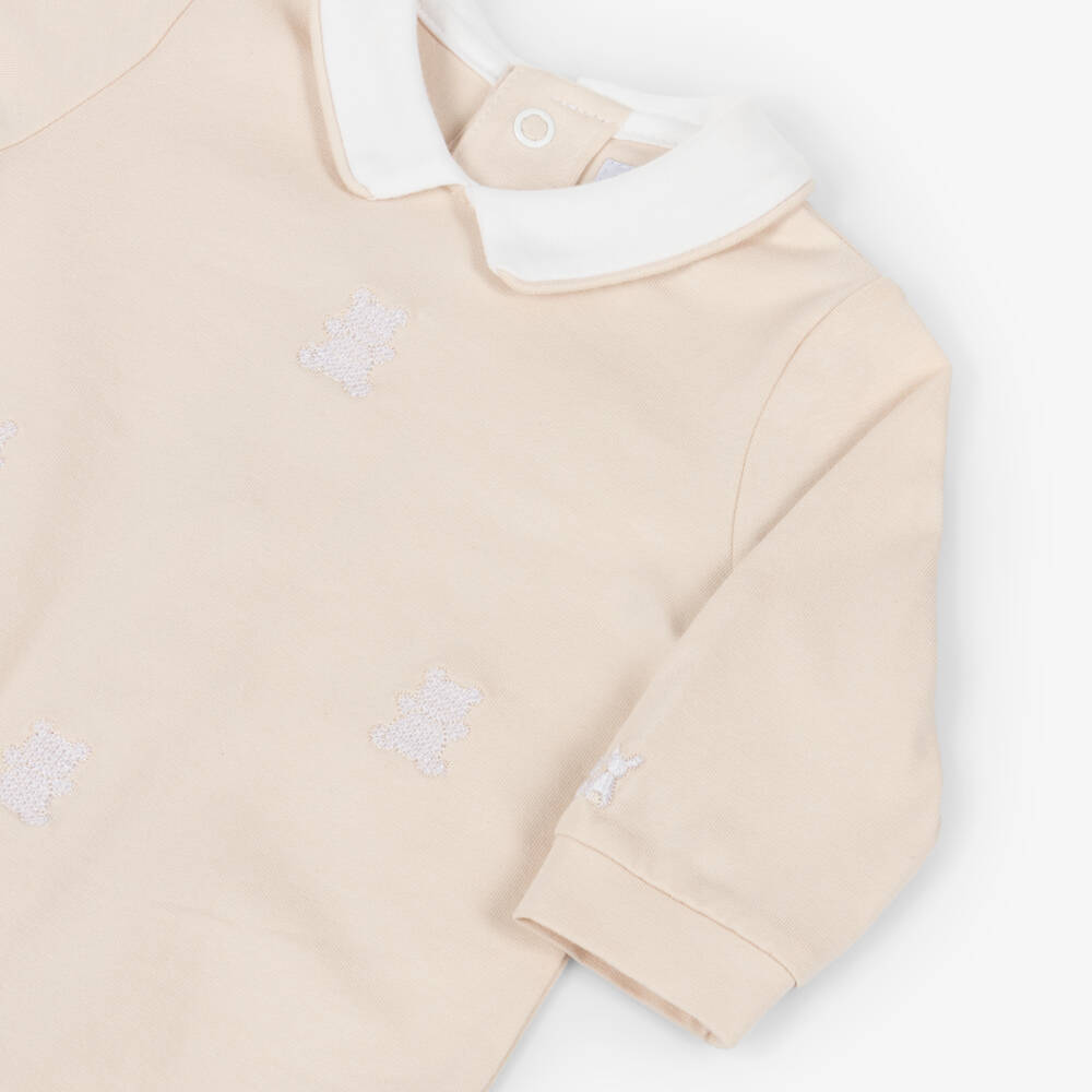Emile et Rose-Boys Beige Cotton Teddy Babygrow & Hat Set | Childrensalon Outlet