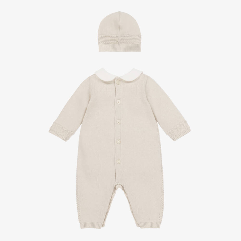 Emile et Rose-Boys Beige Cozy Knit Babygrow Set | Childrensalon Outlet