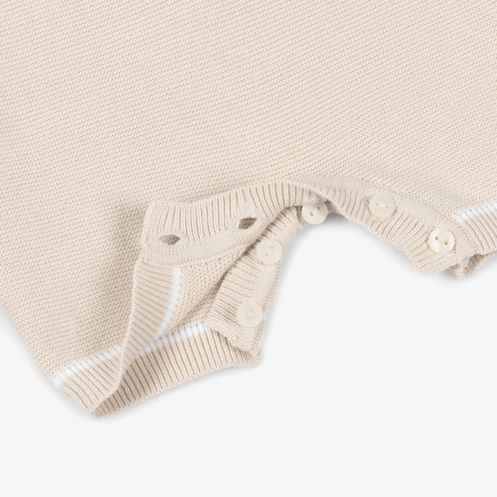 Emile et Rose-Boys Beige & White Cotton-Knit Shortie | Childrensalon Outlet
