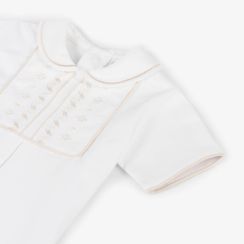 Emile et Rose-Boys Beige & White Summer Shorts Ensemble | Childrensalon Outlet